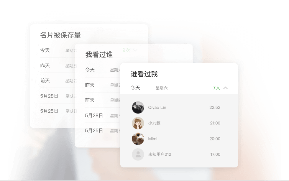 多维度统计,名片分发效果一目了然 多维度统计,名片分发效果一目了然