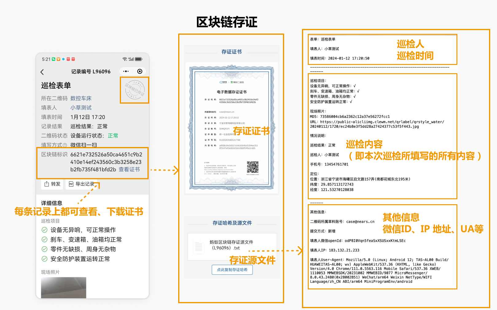 Blockchain verification interface