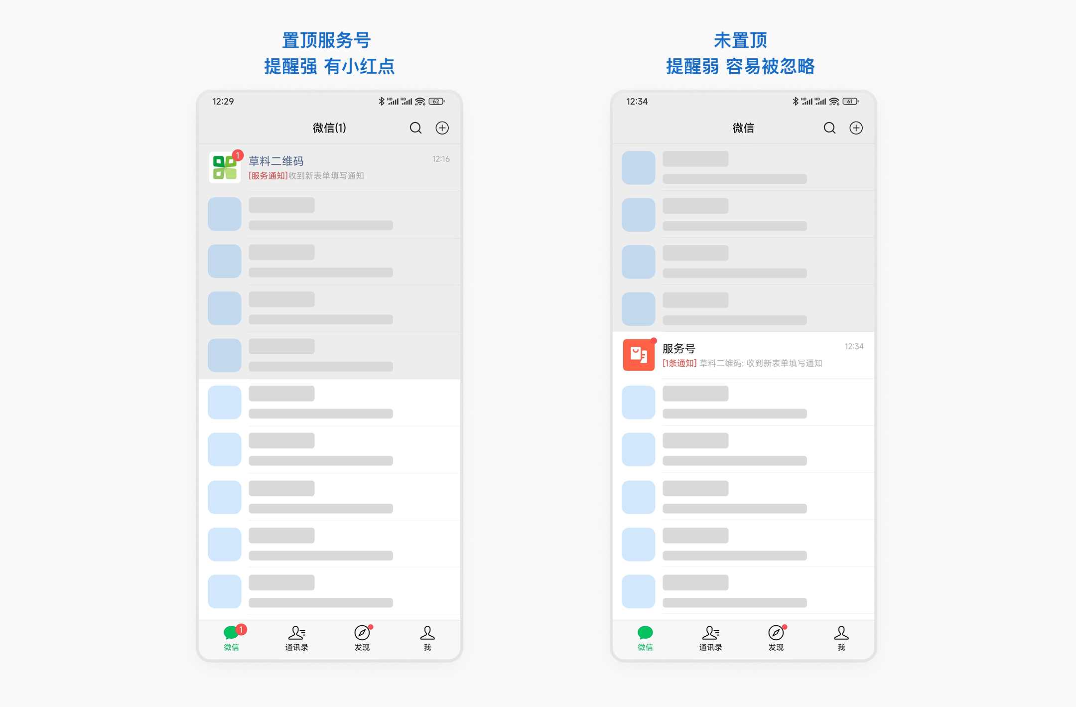 置顶和不置顶的效果对比